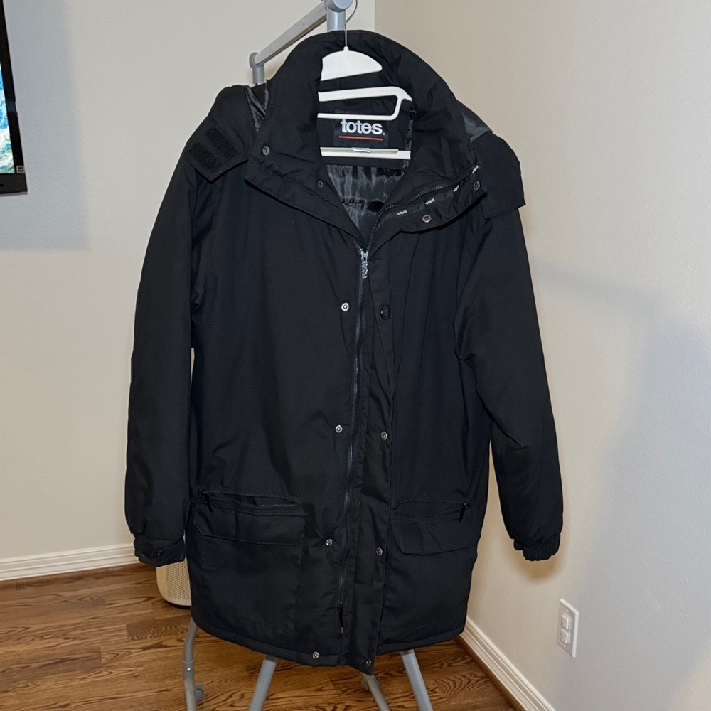 Totes Classic Black Hooded Coat